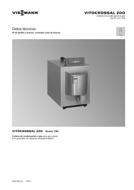 Datos técnicos Vitocrossal 200 CM21.2 MB - Viessmann