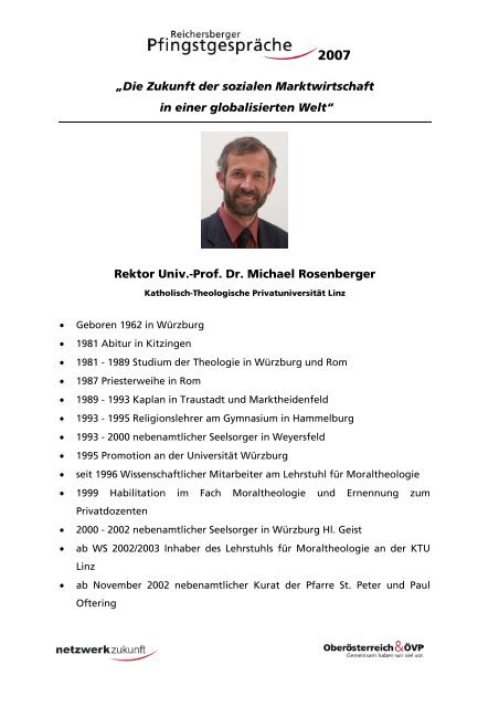 Rektor Univ.-Prof. Dr. Michael Rosenberger