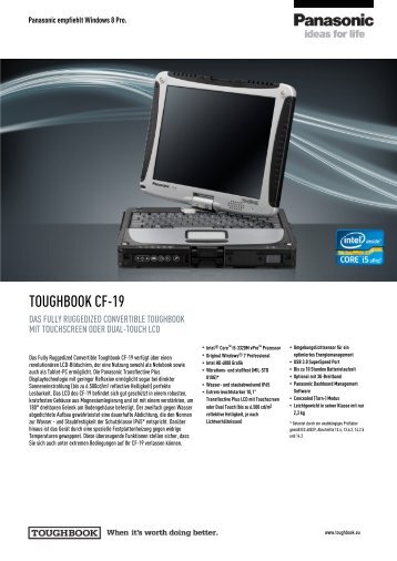 TOUGHBOOK CF-19 - Panasonic Marketing Dashboard