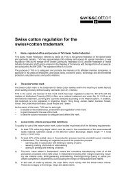 Swiss cotton regulation for the swiss+cotton trademark