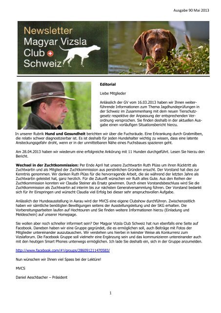 Newsletter Mai 2013.pdf - Magyar Vizsla Club der Schweiz