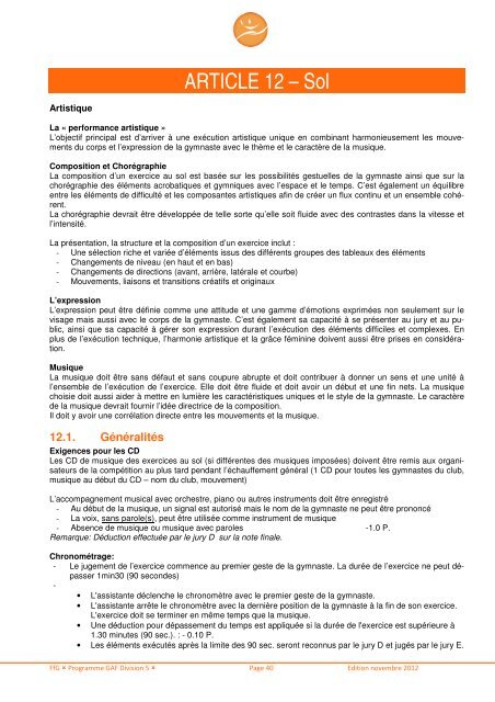 Code Division 5 - FÃ©dÃ©ration francophone de Gymnastique