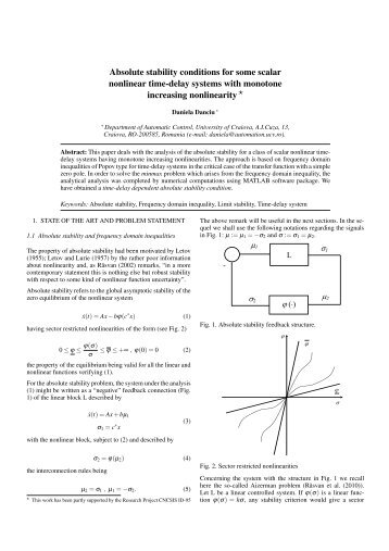 Absolute stability conditions for some scalar nonlinear time-delay ...