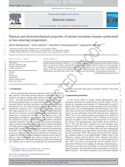 Physical and electromechanical properties of barium zirconium ...