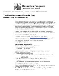 The Mima Weissmann Memorial Fund for the Study of Ceramic Arts