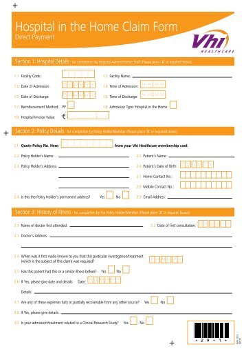 Vhi Hospital in the Home Claim Form