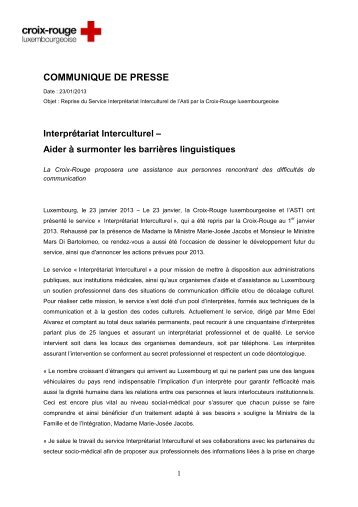 communique de presse - Croix-Rouge luxembourgeoise