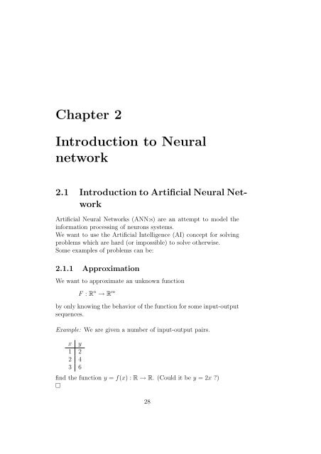 Chapter 2 Introduction to Neural network