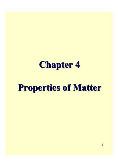 Chapter 4 Properties of Matter