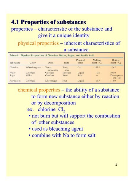 Chapter 4 Properties of Matter