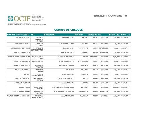 Negocios de Cambio de Cheques