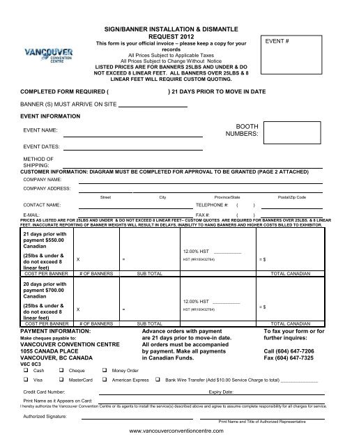 Sign Banner Installation Dismantle Request Form