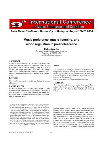 Music preference, music listening, and mood ... - Prof. Marco Costa