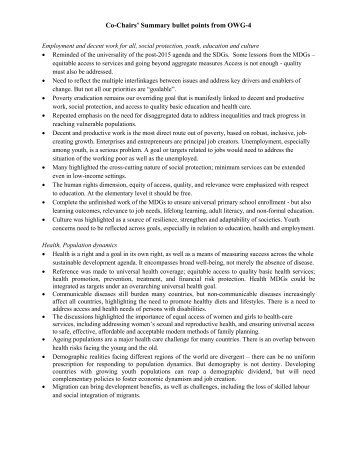 Co-Chairs' Summary bullet points from OWG-4 - Stakeholder Forum