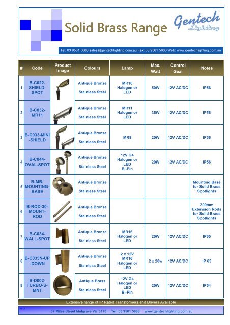 Download Solid Brass Range in PDF - Gentech Lighting