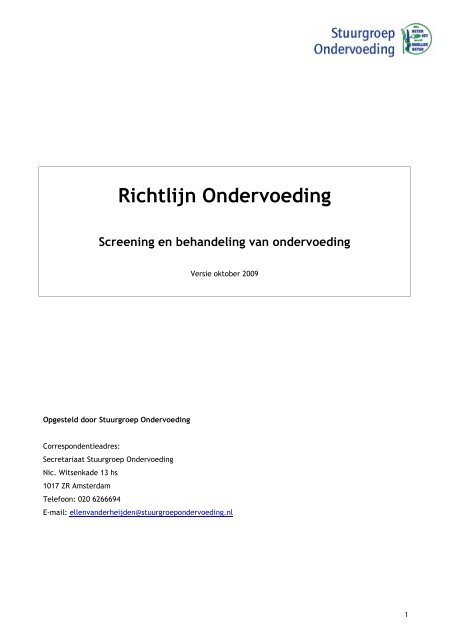 Richtlijn Ondervoeding - Stuurgroep ondervoeding