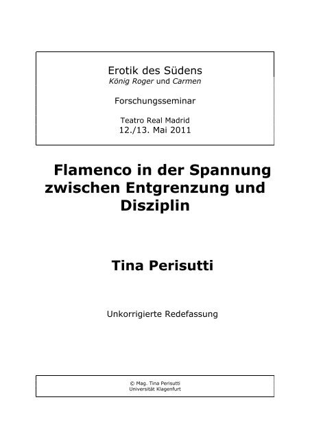 Flamenco in der Spannung zwischen Entgrenzung und Disziplin