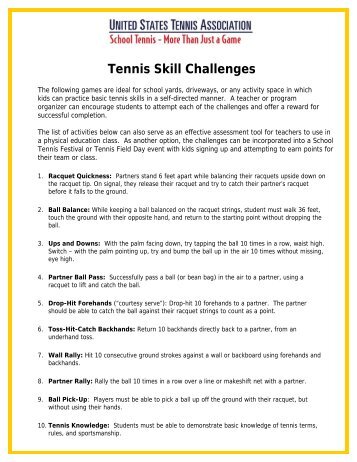 Tennis Skill Challenges - the Colorado Tennis Association