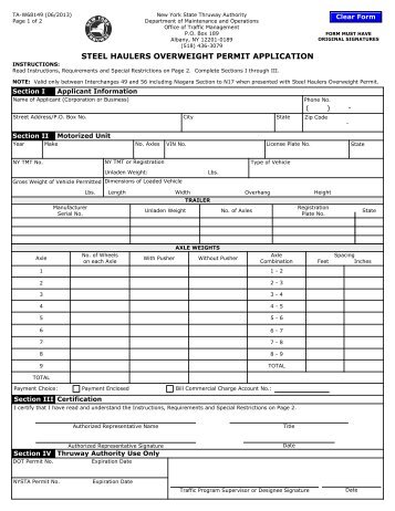 Steel Haulers Overweight Permit Application - New York State ...