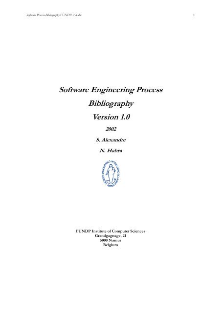 Softwa e Engineering Process r r Bibliog aphy Version 1.0 - Cetic