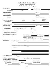 IEP Form - Hudson Falls Central School District