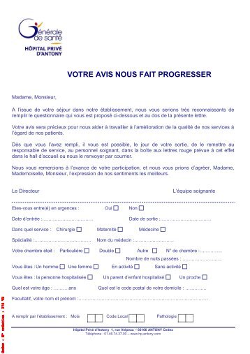 VOTRE AVIS NOUS FAIT PROGRESSER