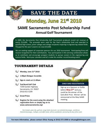 SAME Sacramento Post Scholarship Fund Annual Golf Tournament