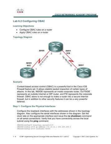 Lab 6.2 Configuring CBAC