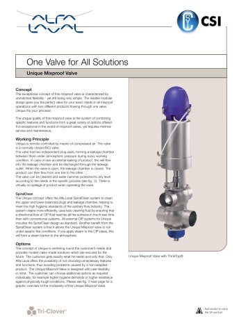 Unique Mixproof Valves