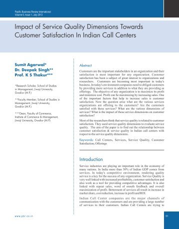 Impact of Service Quality Dimensions Towards Customer ...