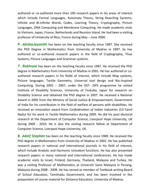 Profile - Madras Christian College