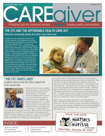 CFC Summer Newsletter 2014 - the Clearwater Free Clinic