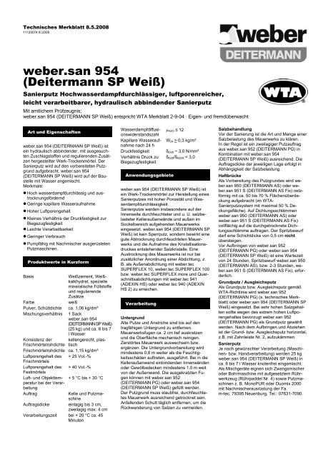 weber.san 954 (Deitermann SP WeiÃƒÂŸ) - Saint-Gobain Weber GmbH