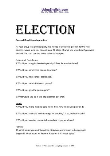Second Conditional- Elections - Usingenglish.com