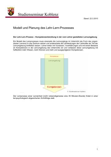 Modell und Planung des Lehr-Lern-Prozesses (Skript)