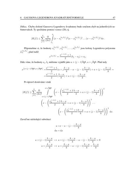 Gaussovy kvadratury Gaussian Quadrature