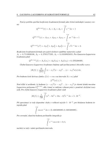 Gaussovy kvadratury Gaussian Quadrature