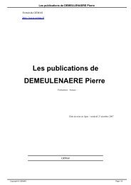 Les publications de DEMEULENAERE Pierre - Copyright Â© GEMAS