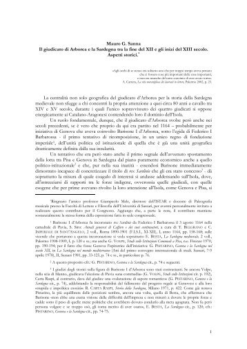 Mauro G. Sanna Il giudicato di Arborea e la Sardegna tra la fine del ...