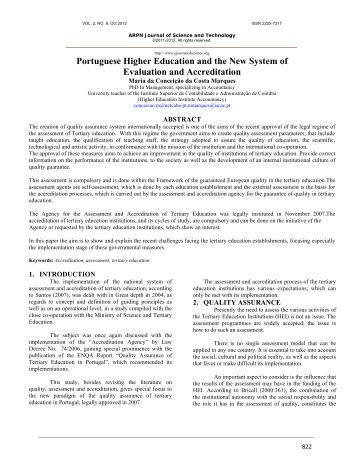 Portuguese Higher Education and the New System of Evaluation ...