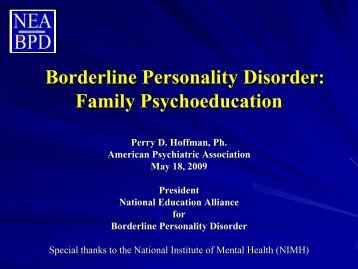 Family Psychoeducation - Borderline Personality Disorder