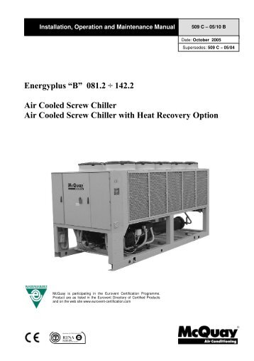 Energyplus âBâ 081.2 ' 142.2 Air Cooled Screw Chiller ... - McQuay