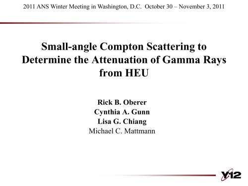 Small-angle Compton Scattering to Determine the Attenuation of ...