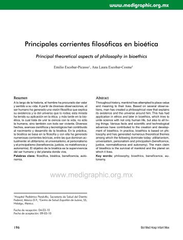 Principales corrientes filosÃ³ficas en bioÃ©tica - edigraphic.com