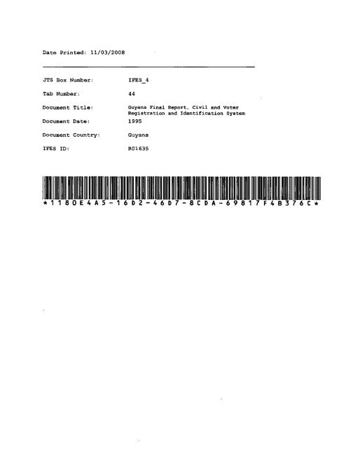 Date Printed: 11/03/2008 Document Country: IFES ID: IFES 4 44 ...