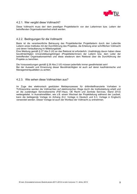 Vollmachten und Richtlinien Handbuch der TU Graz - mibla.TUGraz ...