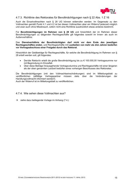 Vollmachten und Richtlinien Handbuch der TU Graz - mibla.TUGraz ...