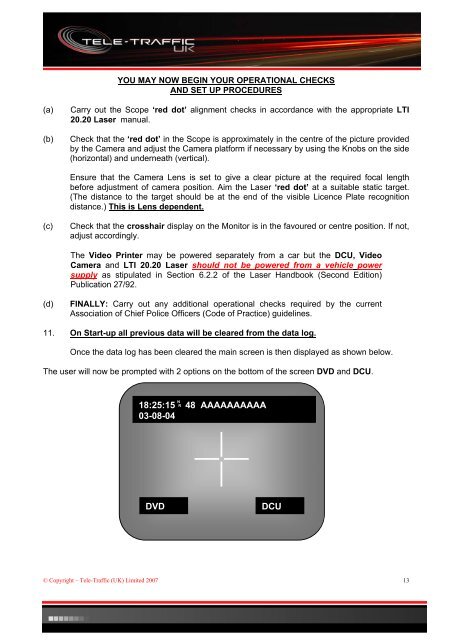 LTI 20.20 Laser Speed Measurement Devices and ... - Tele-Traffic UK