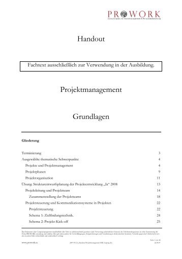 Handout Projektmanagement Grundlagen - prowork.cc