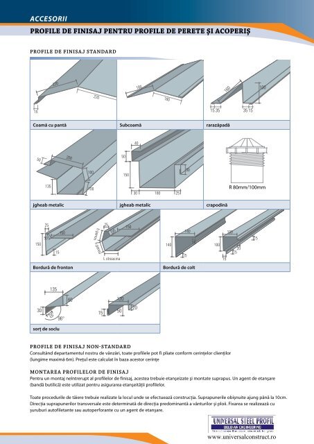 Accesorii Profile de finisaj Pentru Profile de Perete ÅŸi acoPeriÅŸ